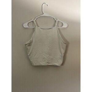 Athleta Sz L Intention Crop Tank Bra Top A-C Cup White Fitness #981002